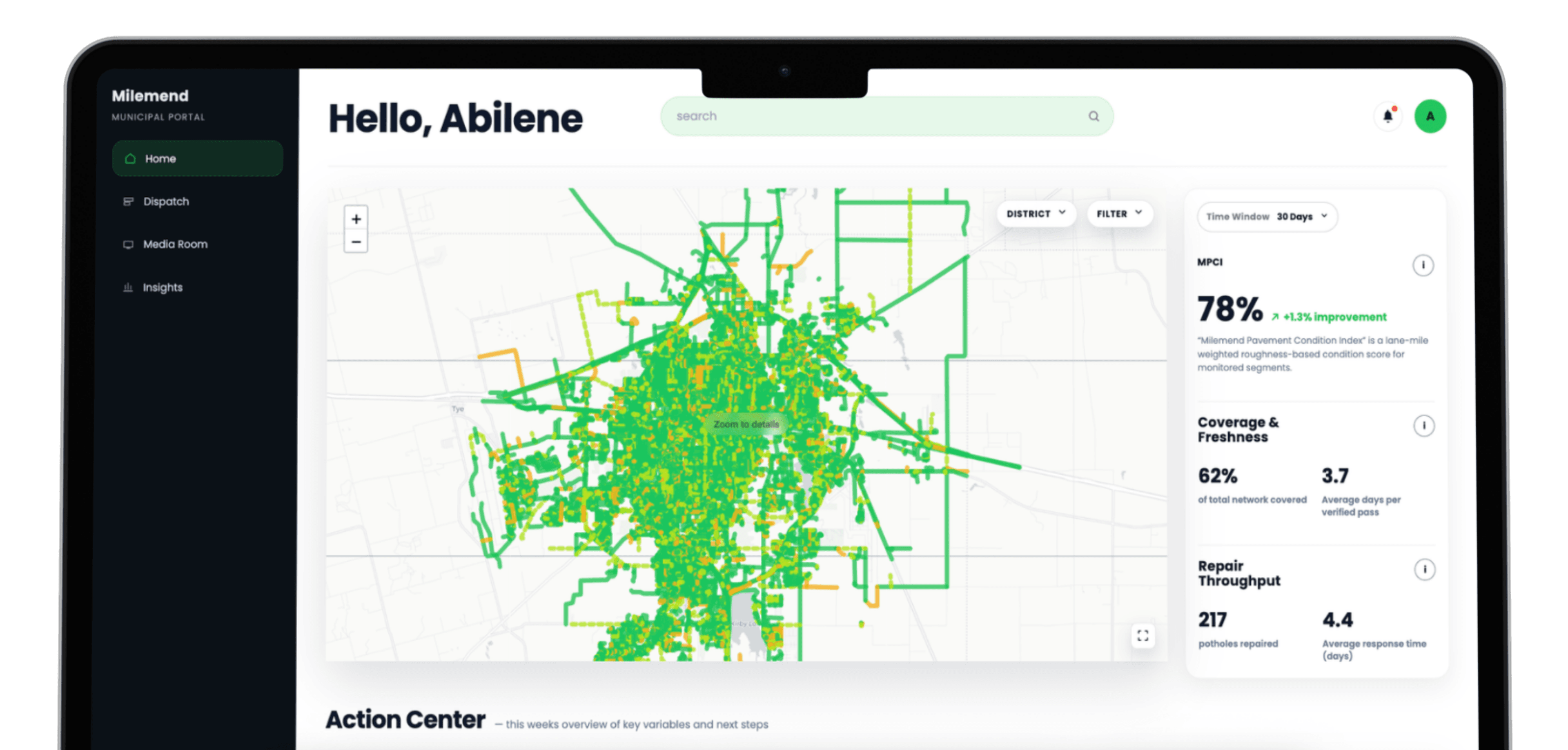 Milemend product on a laptop